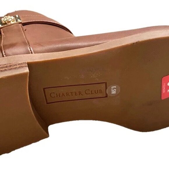 CHARTER CLUB Jeneavva Ankle Zipper Faux Leather Booties Women Brown Size 6.5 - Picture 8 of 8